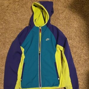 Nike Kids Blue and Yellow Hooded Raincoat